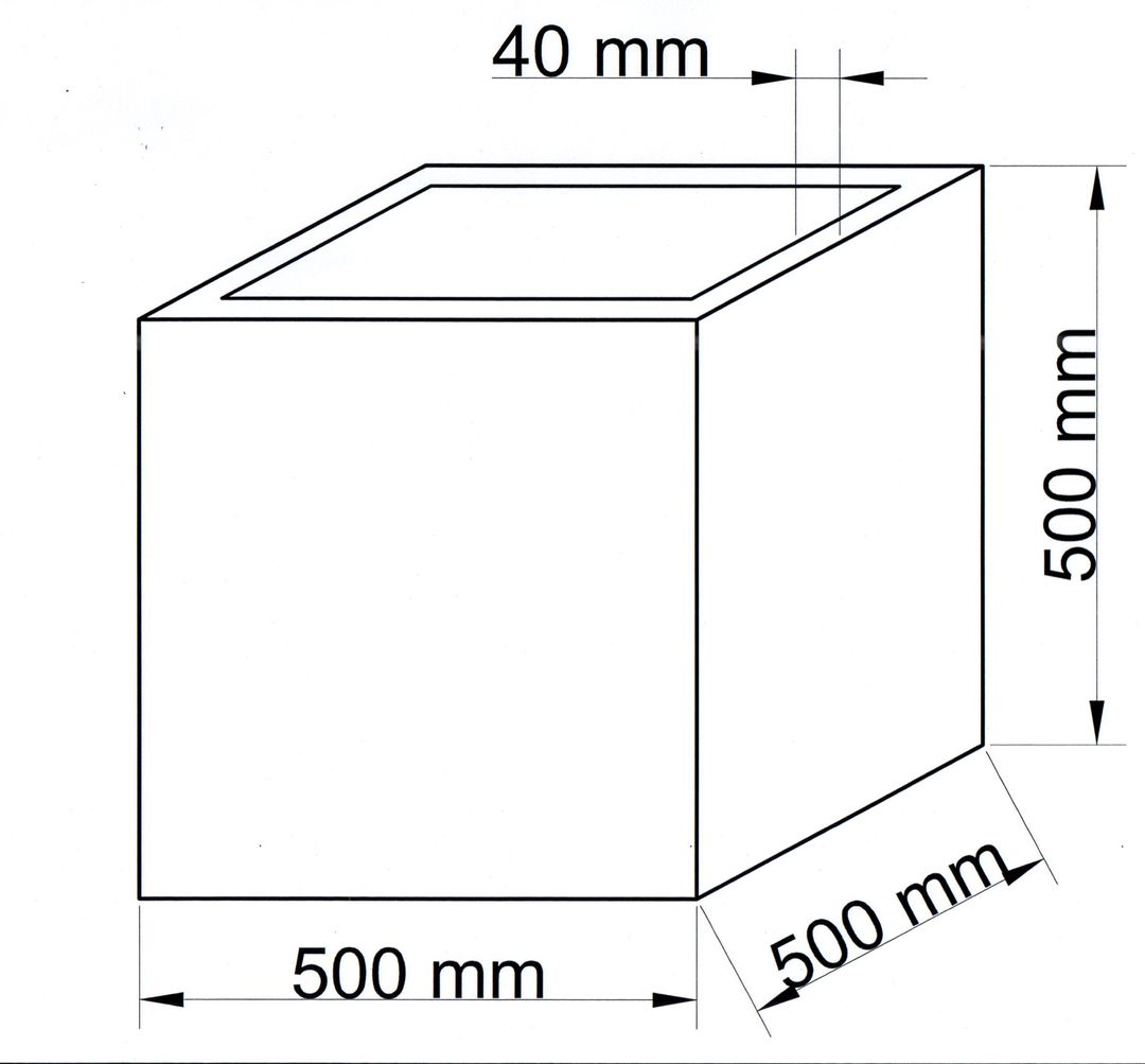 Pflanzkübel | Fiberglas | Stein-Optik | quadratisch | 50x50x50cm | anthrazit grau