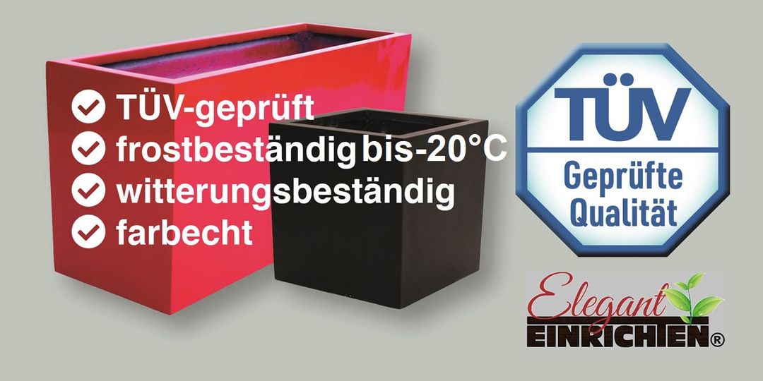 Elegant Einrichten | Pflanzkübel | Fiberglas | säule | 38x38x100cm | elegant schwarz matt.