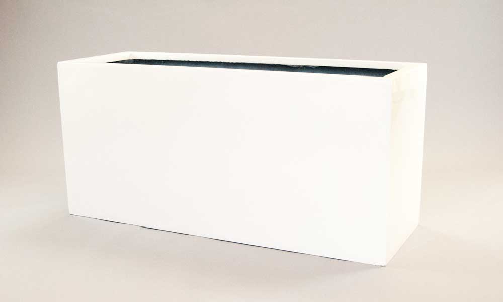Elegant Einrichten | Pflanzkübel | Fiberglas | rechteckig | 108x40x50cm | hochglanz weiß
