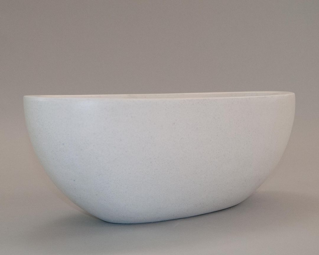 Elegant Einrichten | Pflanzkübel | Fiberglas | oval | 65x31xH25cm | perlmutt weiß.