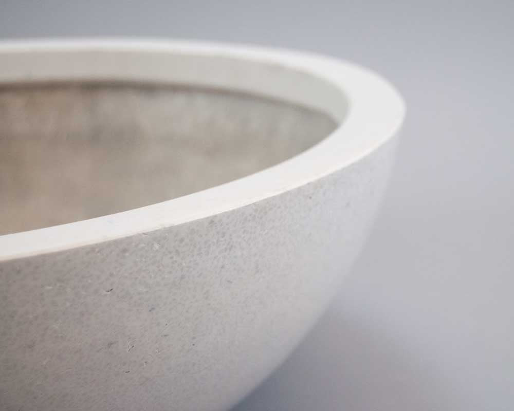 Elegant Einrichten | Pflanzkübel | Fiberglas | schale | rund | D46xH16cm | perlmutt weiß.