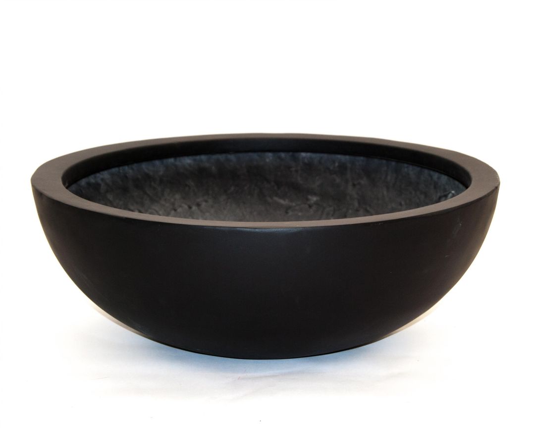 Elegant Einrichten | Pflanzkübel | Fiberglas | schale | rund | D55xH19cm | elegant schwarz-matt.