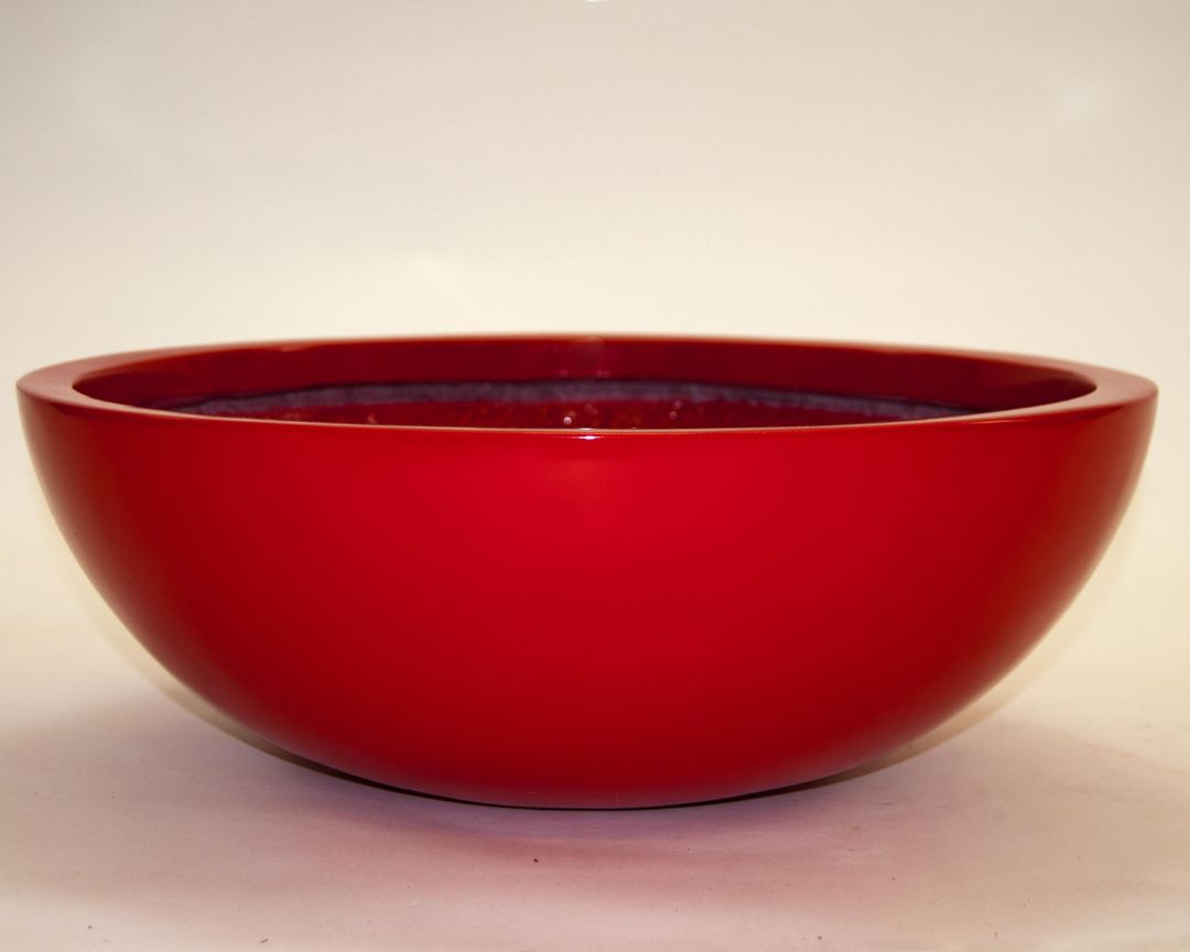 Elegant Einrichten | Pflanzkübel | Fiberglas | rund | D55xH19cm | hochglanz rot