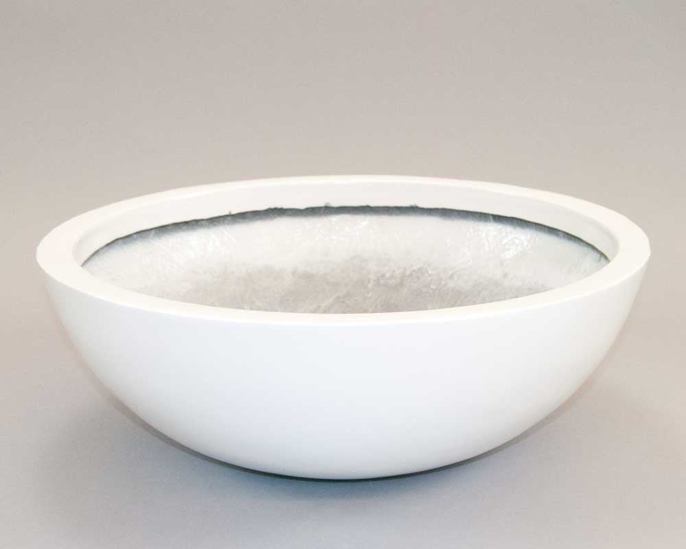 Elegant Einrichten | Pflanzkübel | Fiberglas | rund | D55xH19cm | hochglanz weiß