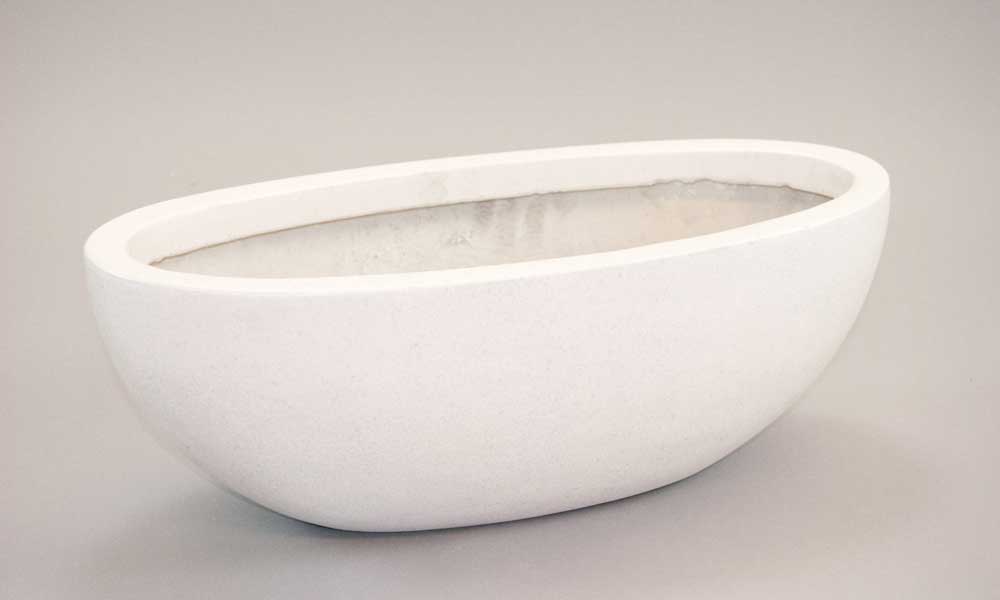 Elegant Einrichten | Pflanzkübel | Fiberglas | oval | 51x23xH18cm | perlmutt weiß.