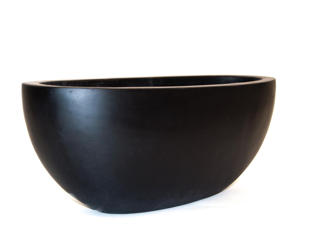 Elegant Einrichten | Pflanzkübel | Fiberglas | oval | 51x23xH18cm | elegant schwarz-matt.