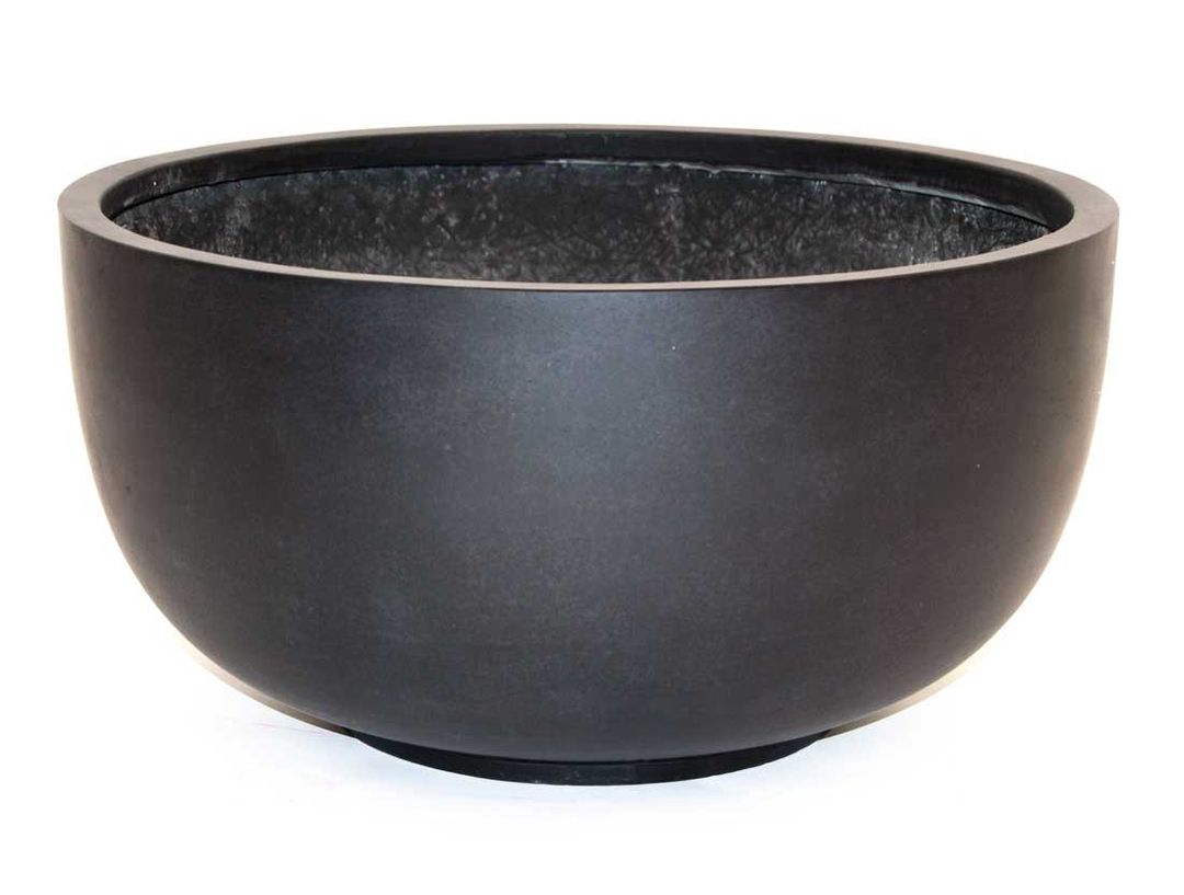 Elegant Einrichten | Pflanzkübel | Fiberglas | rund | D80xH40cm | elegant schwarz-matt.