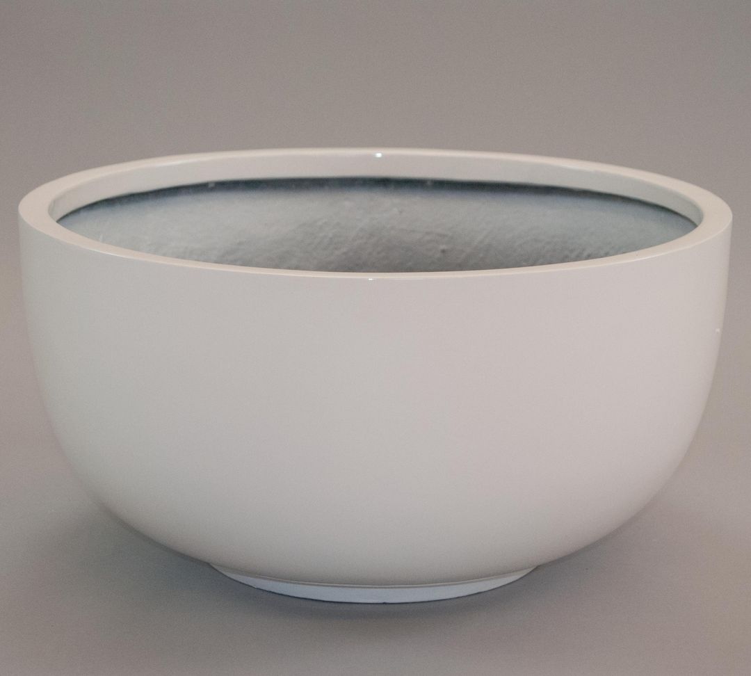 Elegant Einrichten | Pflanzkübel | Fiberglas | rund | D60xH30cm | hochglanz weiß