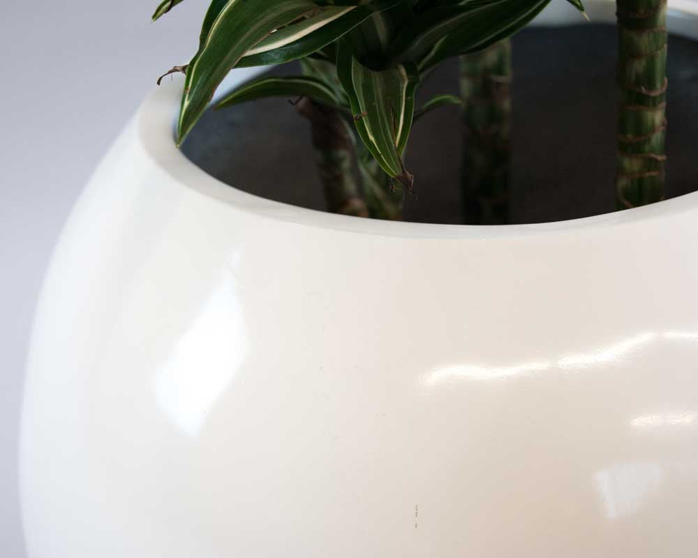 Elegant Einrichten | Pflanzkübel | Fiberglas | Ball | D40xH32cm | hochglanz weiß