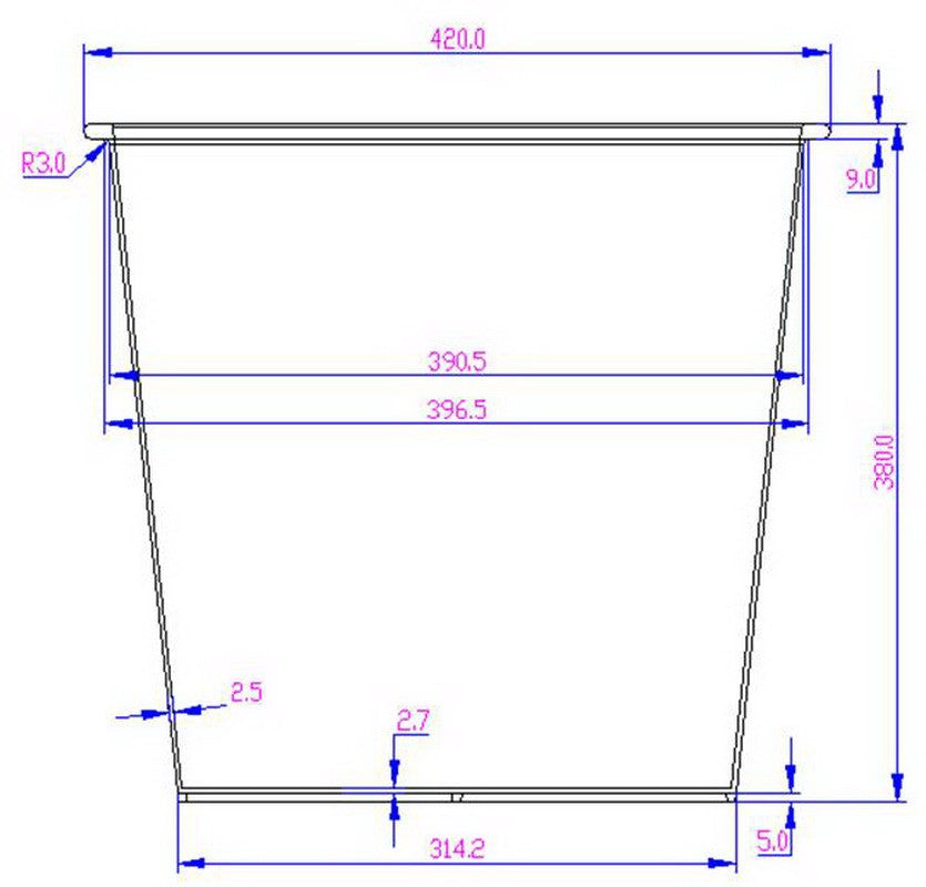 Elegant Einrichten | Kunststoffeinsatz | quadratisch | konisch | 42x42x38cm | schwarz.