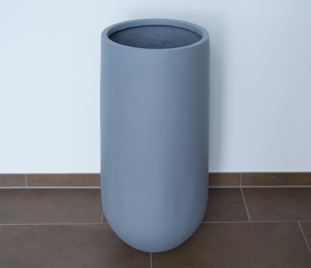 Elegant Einrichten | Pflanzkübel | Fiberglas | rund konisch | D40xH80cm | grau.