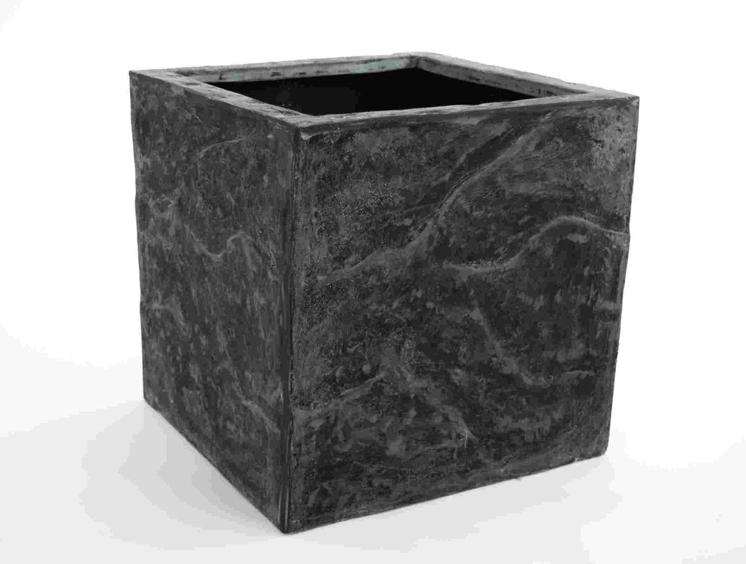 Elegant Einrichten | Pflanzkübel | Fiberglas | Stein-Optik | quadratisch | 60x60x60cm | anthrazit grau.