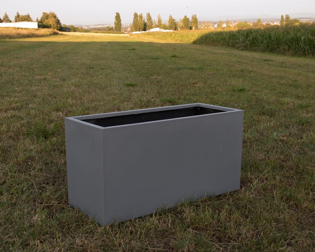 Elegant Einrichten | Pflanzkübel | Fiberglas | rechteckig | 100x40x50cm | grau