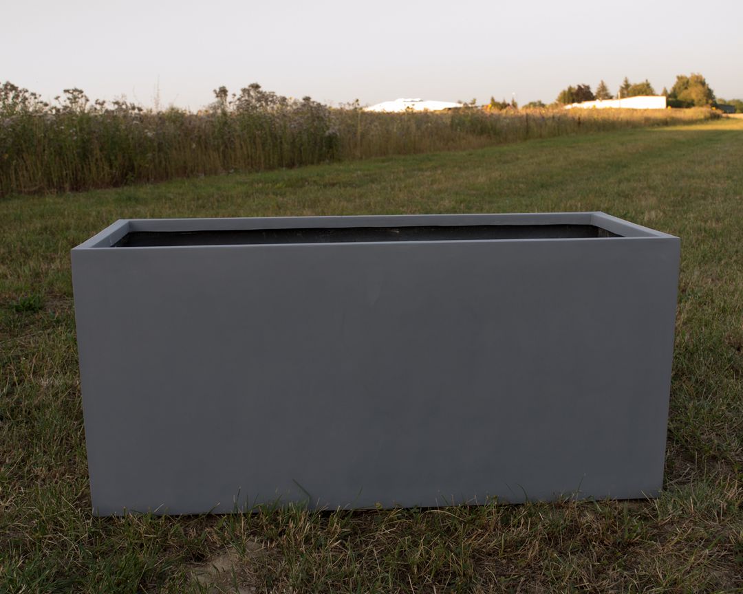 Elegant Einrichten | Pflanzkübel | Fiberglas | rechteckig | 120x50x55cm | grau.