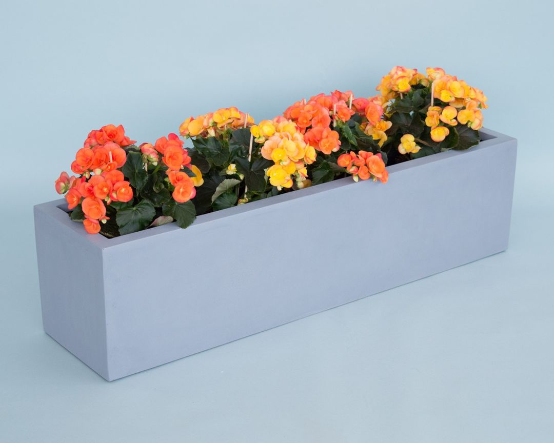 Elegant Einrichten | Pflanzkübel | Fiberglas | rechteckig | 100x25x25cm | grau