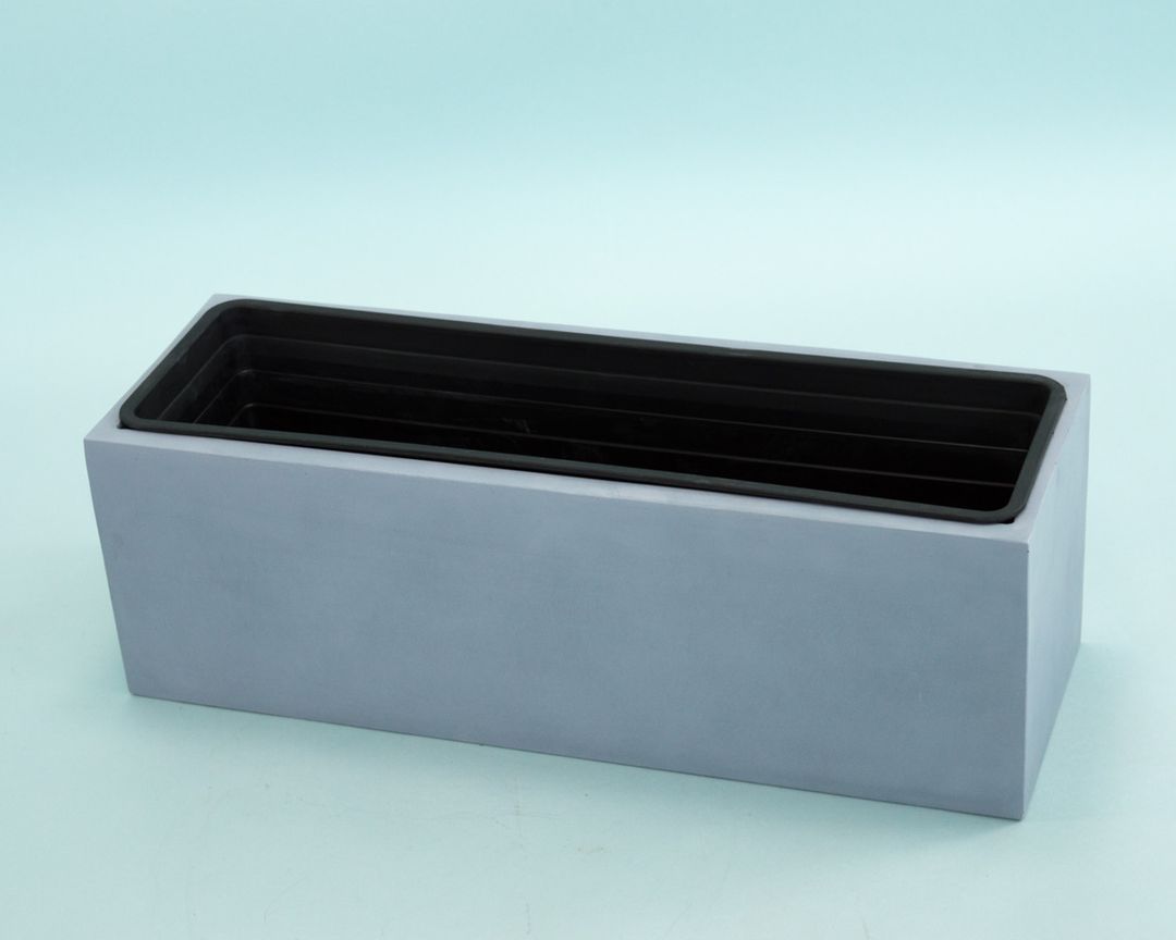 Elegant Einrichten | Pflanzkübel | Fiberglas | rechteckig | 61x21x20cm | grau