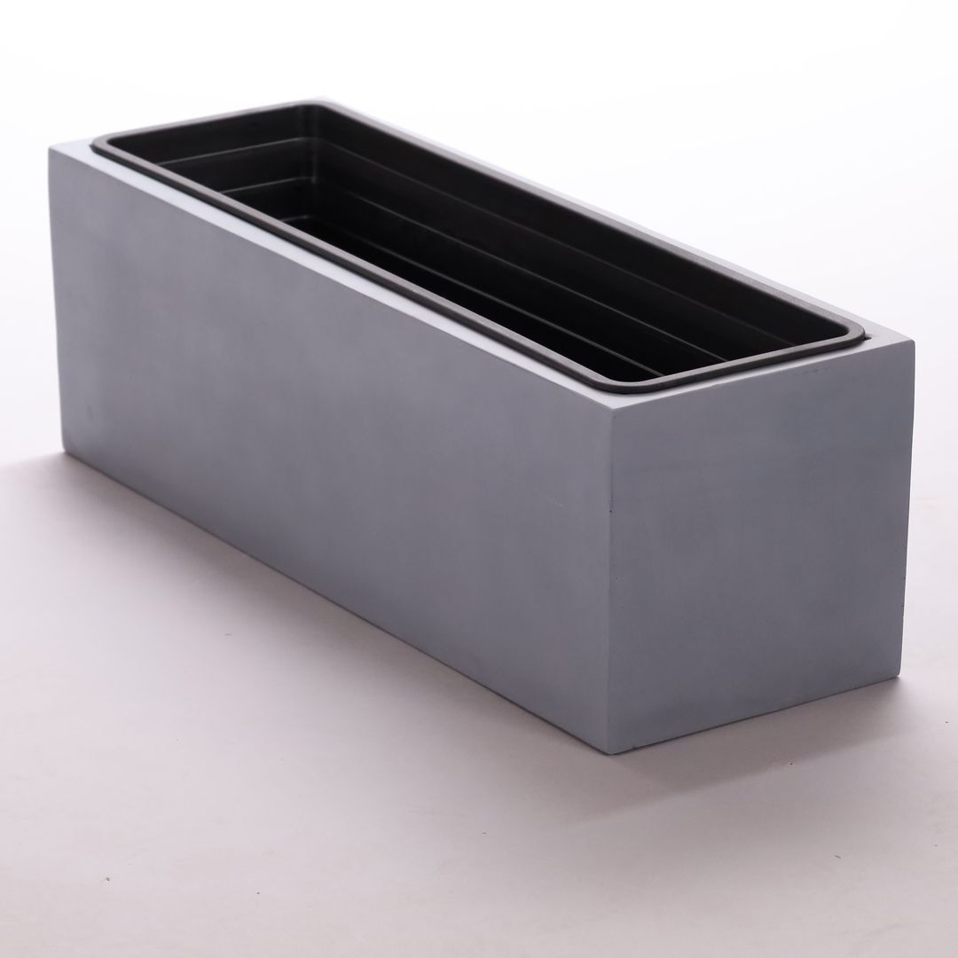 Elegant Einrichten | Pflanzkübel | Fiberglas | rechteckig | 61x21x20cm | grau