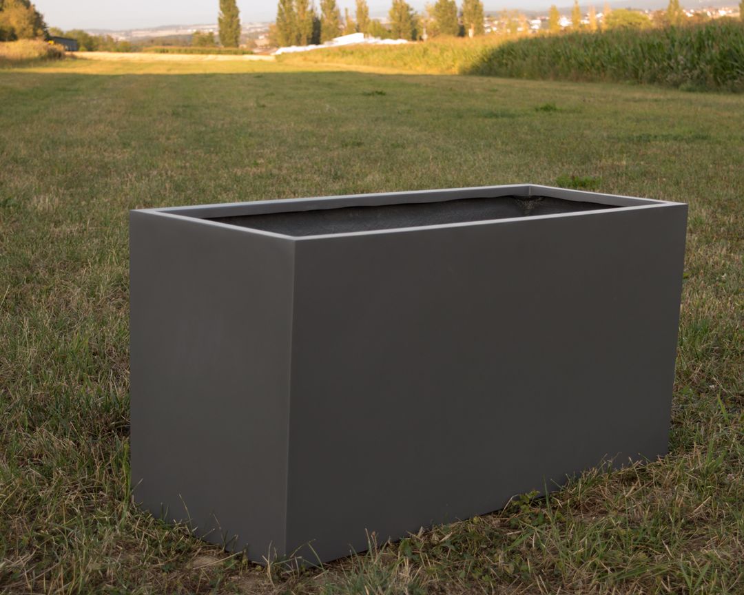Elegant Einrichten | Pflanzkübel | Fiberglas | rechteckig | anthrazit metallic | 80x30x40cm