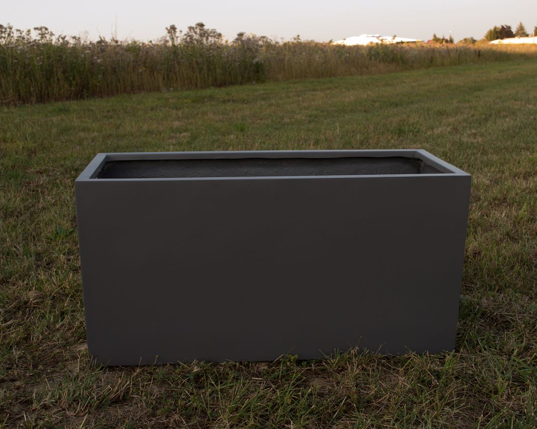Elegant Einrichten | Pflanzkübel | Fiberglas | rechteckig | anthrazit metallic | 108x40x50cm