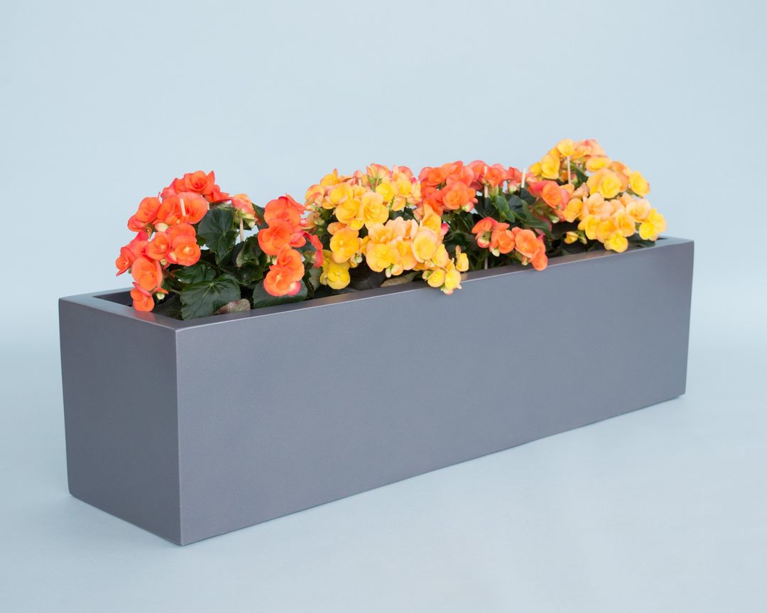 Elegant Einrichten | Pflanzkübel | Fiberglas | rechteckig | 100x25x25cm | anthrazit metallic