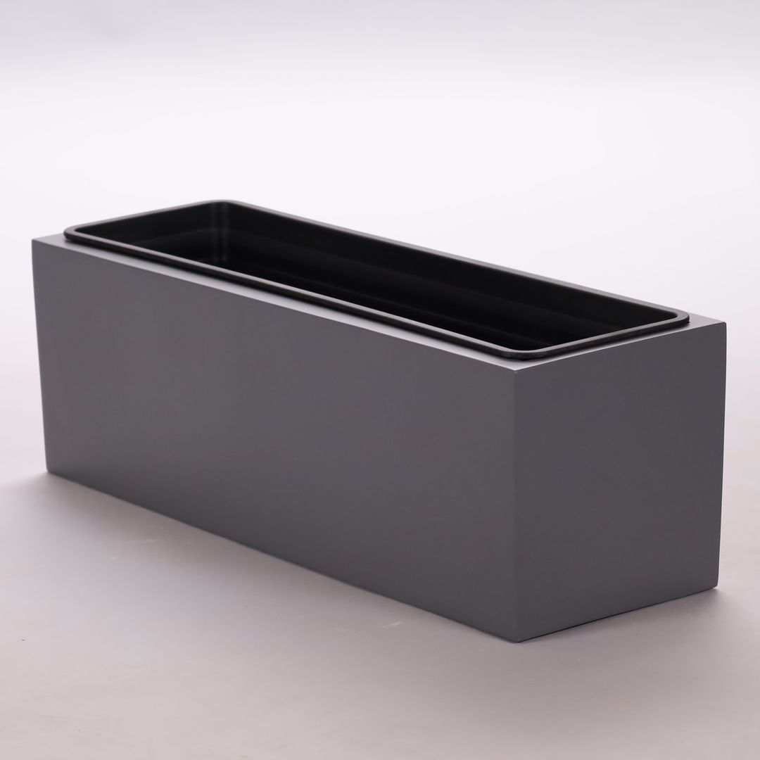 Elegant Einrichten | Pflanzkübel | Fiberglas | rechteckig | 61x21x20cm | anthrazit-Metallic
