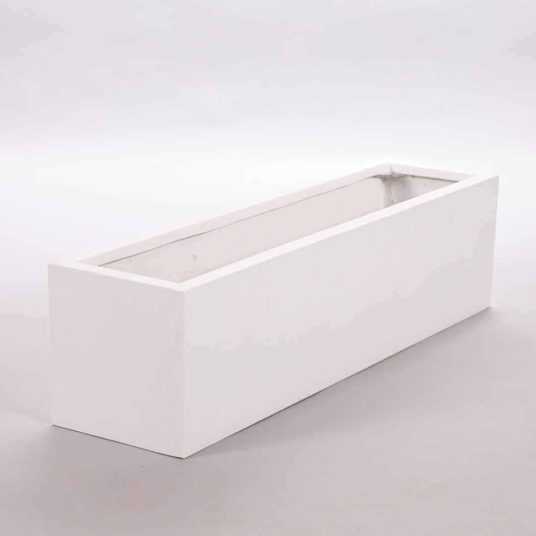 Elegant Einrichten | Pflanzkübel | Fiberglas | rechteckig | 100x25x25cm | perlmuttweiß