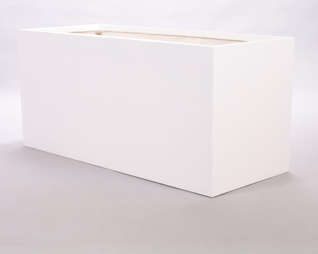 Elegant Einrichten | Pflanzkübel | Fiberglas | rechteckig | 108x40x50cm | perlmutt weiß