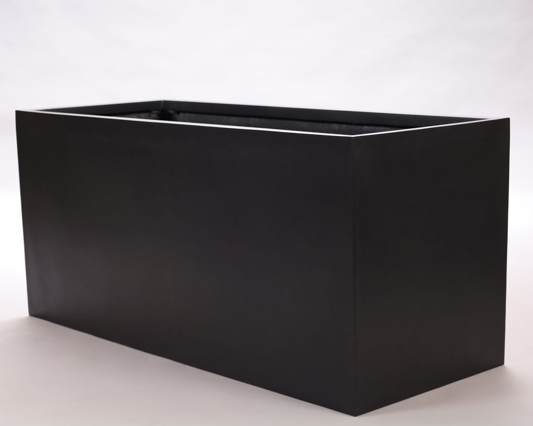 Elegant Einrichten | Pflanzkübel | Fiberglas | rechteckig | 108x40x50cm | elegant schwarz-matt