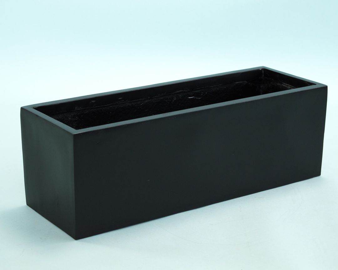 Elegant Einrichten | Pflanzkübel | Fiberglas | rechteckig | 61x21x20cm | schwarz-matt