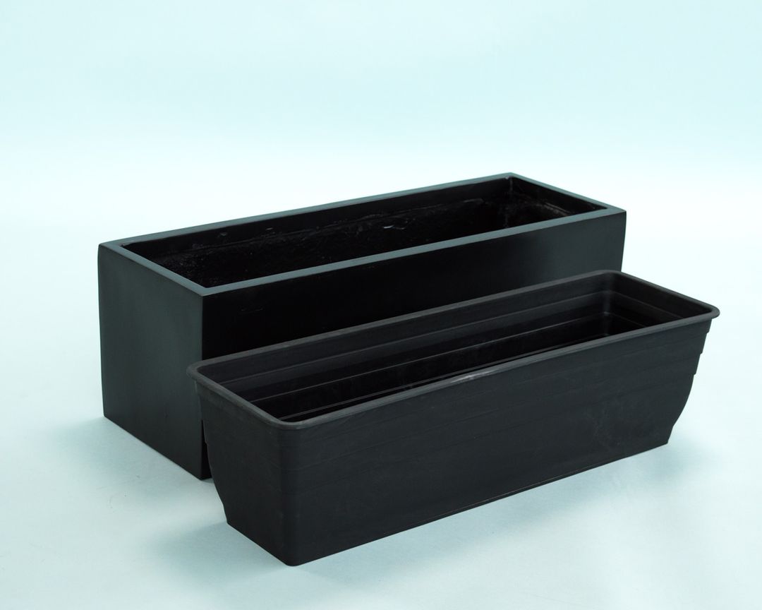 Elegant Einrichten | Pflanzkübel | Fiberglas | rechteckig | 61x21x20cm | schwarz-matt
