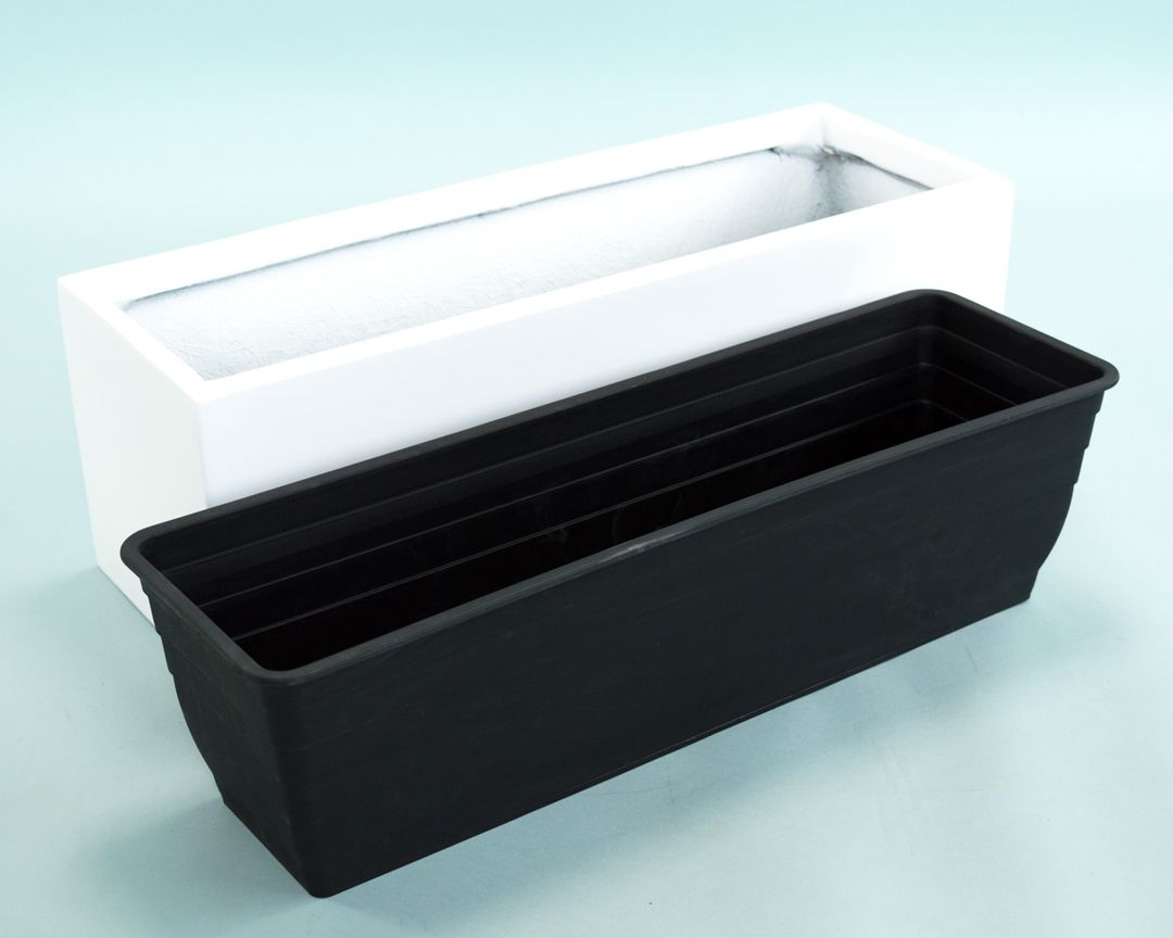 Elegant Einrichten | Pflanzkübel | Fiberglas | rechteckig | 61x21x20cm | Perlmutt weiß