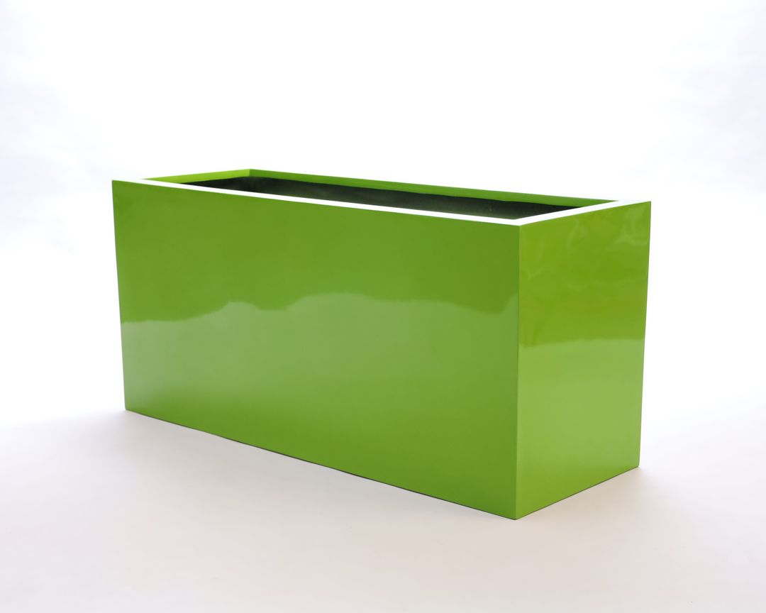 Elegant Einrichten | Pflanzkübel | Fiberglas | rechteckig | 108x40x50cm | hochglanz avocado grün