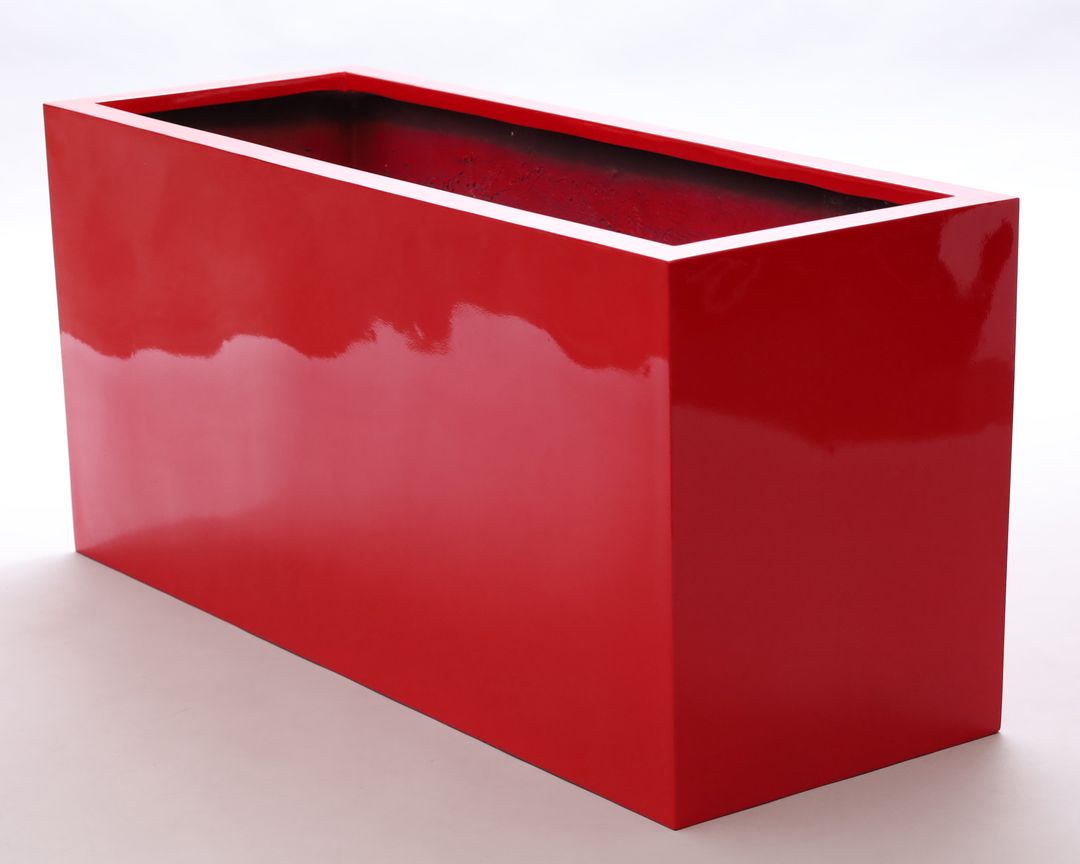 Elegant Einrichten | Pflanzkübel | Fiberglas | rechteckig | 108x40x50cm | hochglanz rot