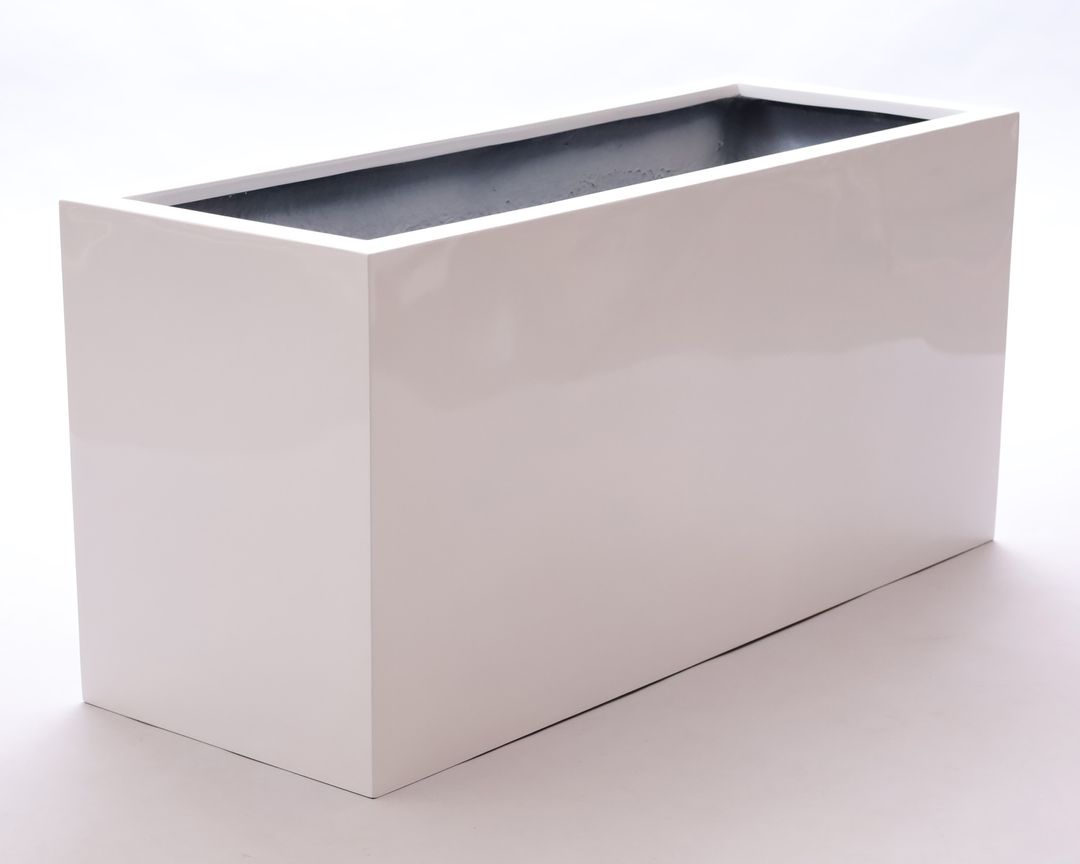 Elegant Einrichten | Pflanzkübel | Fiberglas | rechteckig | 108x40x50cm | hochglanz weiß