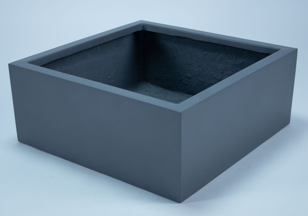 Elegant Einrichten | Pflanzkübel | Fiberglas | niedrige quadratisch | 50x50x20cm | anthrazit-metallic.