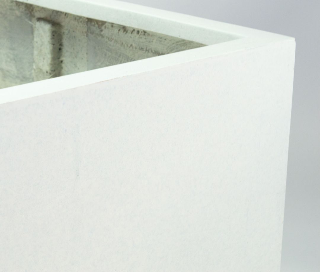 Elegant Einrichten | Pflanzkübel | Fiberglas | niedrige quadratisch | 100x100x60cm | perlmutt weiß.