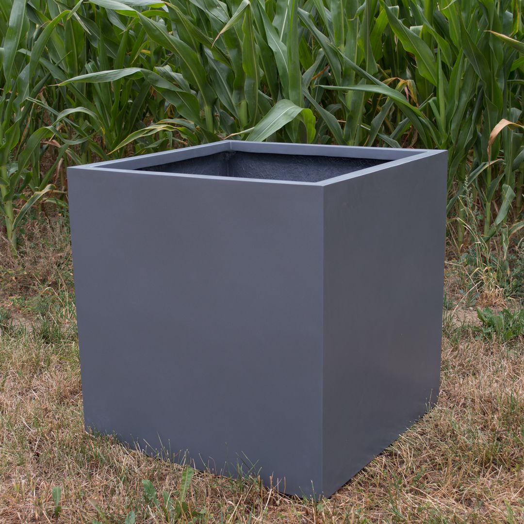 Elegant Einrichten | Pflanzkübel | Fiberglas | anthrazit metallic | quadratisch | 30x30x30cm