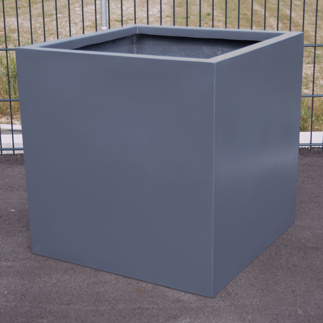Blumenkübel Fiberglas anthrazit metallic quadratisch 50x50x50cm (B-WARE)