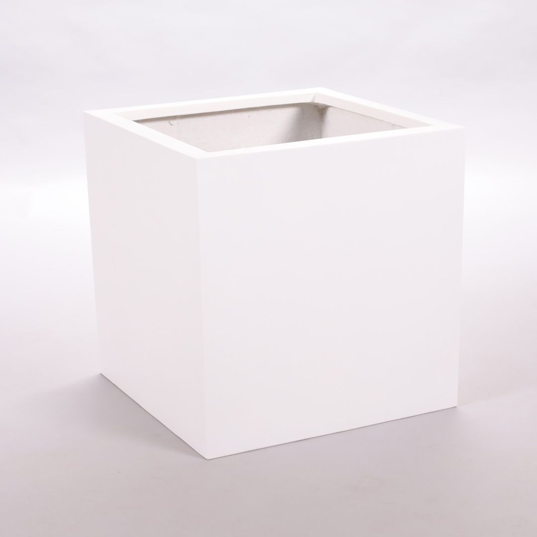 Elegant Einrichten | Pflanzkübel | Fiberglas | quadratisch | 50x50x50cm | perlmutt weiß.