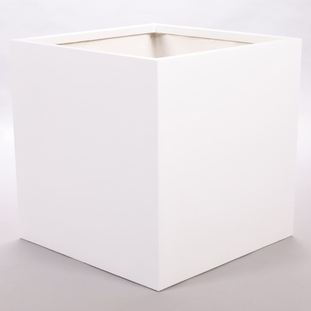 Elegant Einrichten | Pflanzkübel | Fiberglas | quadratisch | 70x70x70cm | perlmutt weiß.