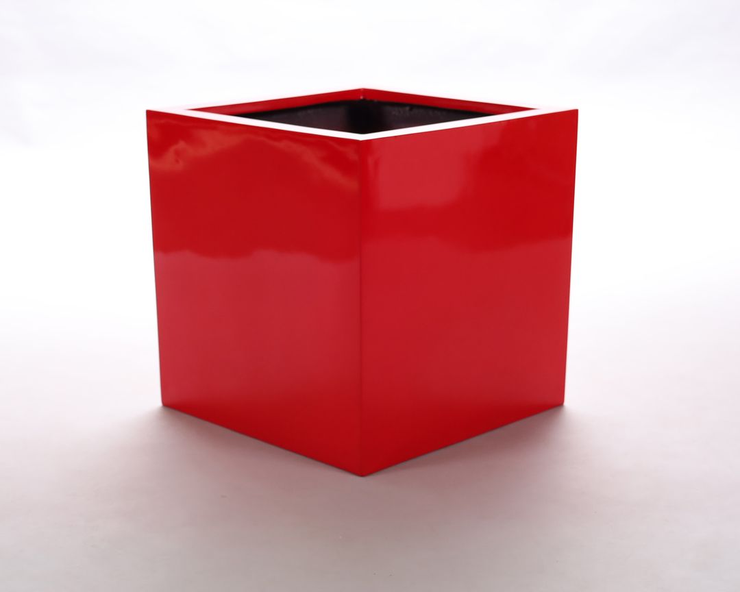 Elegant Einrichten | Pflanzkübel | Fiberglas | quadratisch | 48x48x48cm | hochglanz rot.