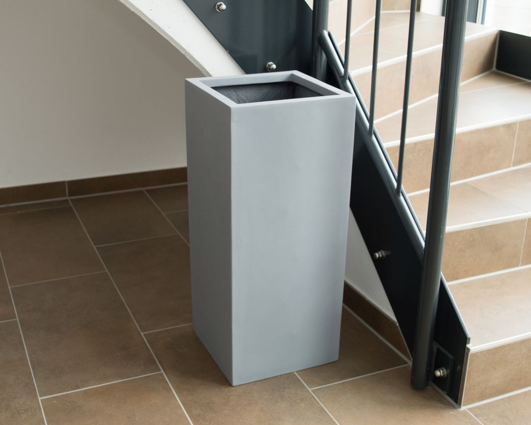 Elegant Einrichten | Pflanzkübel | Fiberglas | säule | 30x30x80cm | grau.