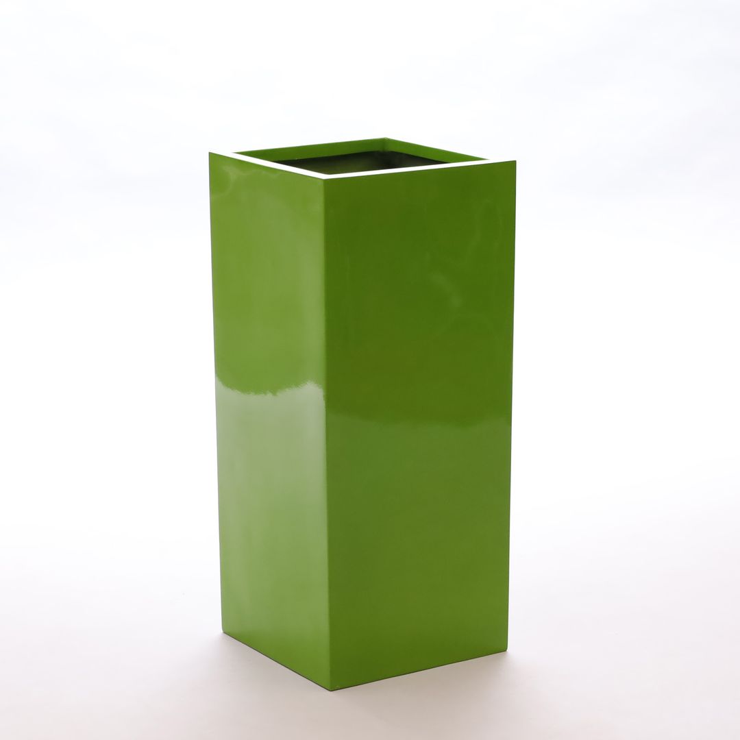 Elegant Einrichten | Pflanzkübel | Fiberglas | säule | 38x38x70cm | hochglanz avocado grün