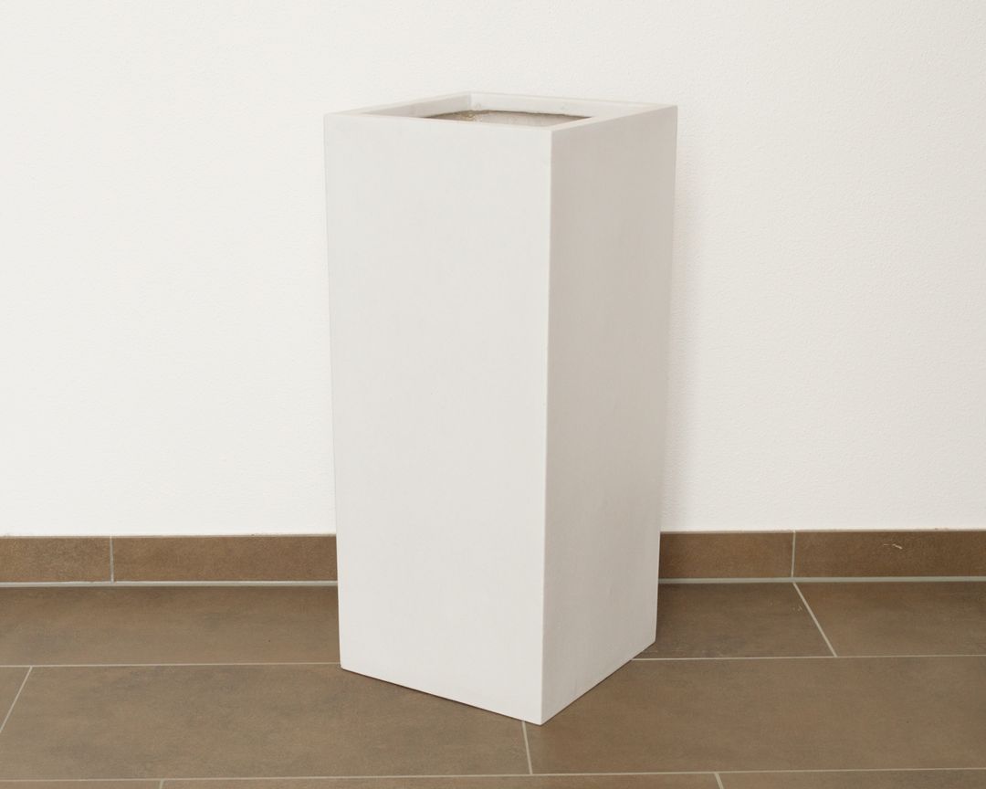 Pflanzkübel, Blumenkübel Fiberglas säule 30x30x90cm perlmuttweiß (B-WARE)