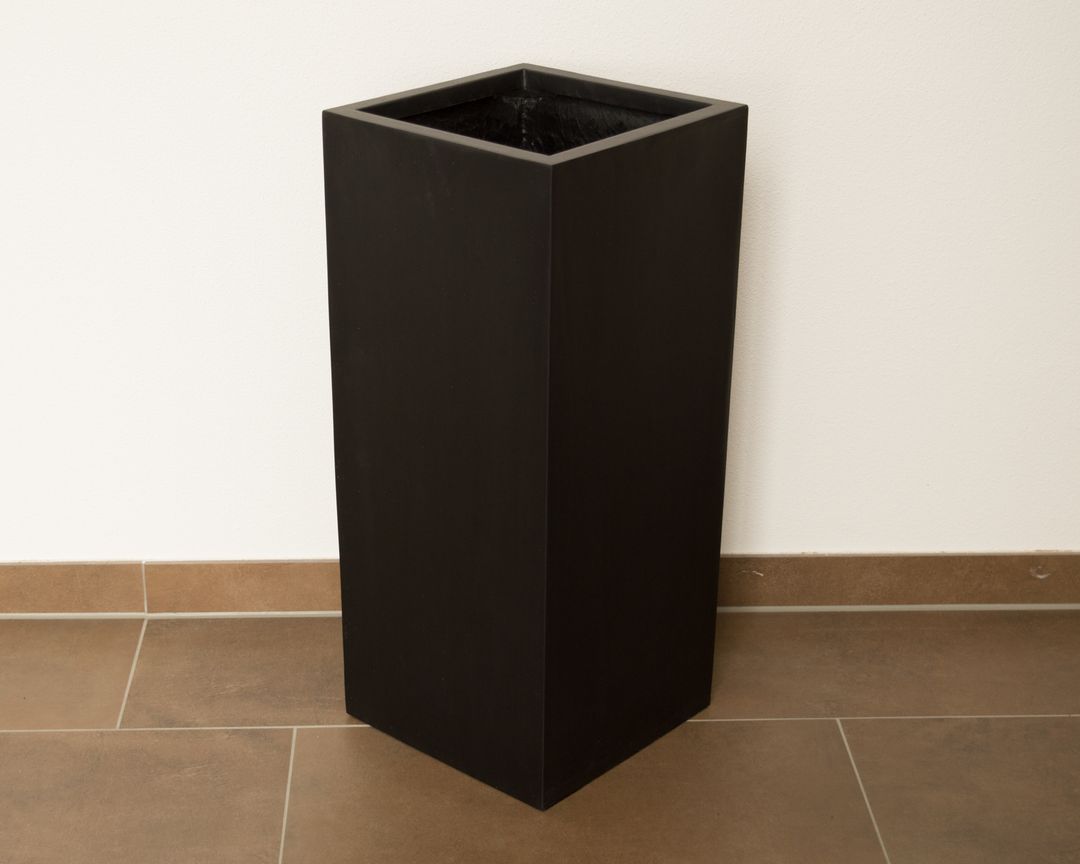 Elegant Einrichten | Pflanzkübel | Fiberglas | säule | 38x38x70cm | elegant schwarz-matt