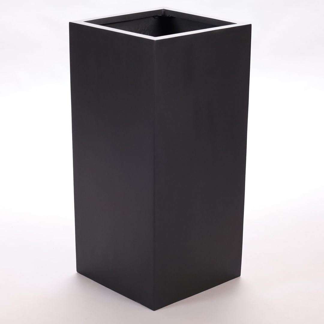 Elegant Einrichten | Pflanzkübel | Fiberglas | säule | 30x30x60cm | elegant schwarz-matt