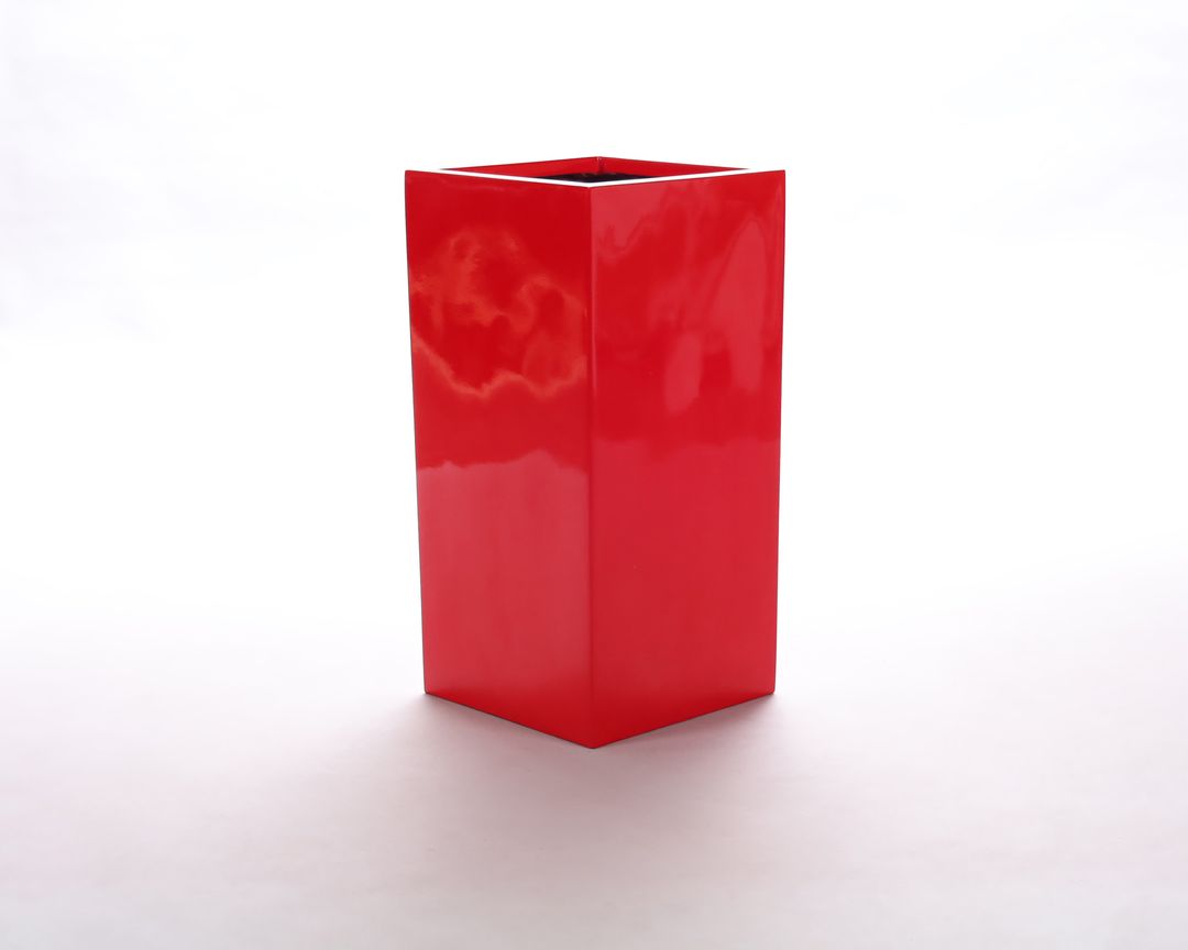 Elegant Einrichten | Pflanzkübel | Fiberglas | säule | 38x38x80cm | hochglanz rot