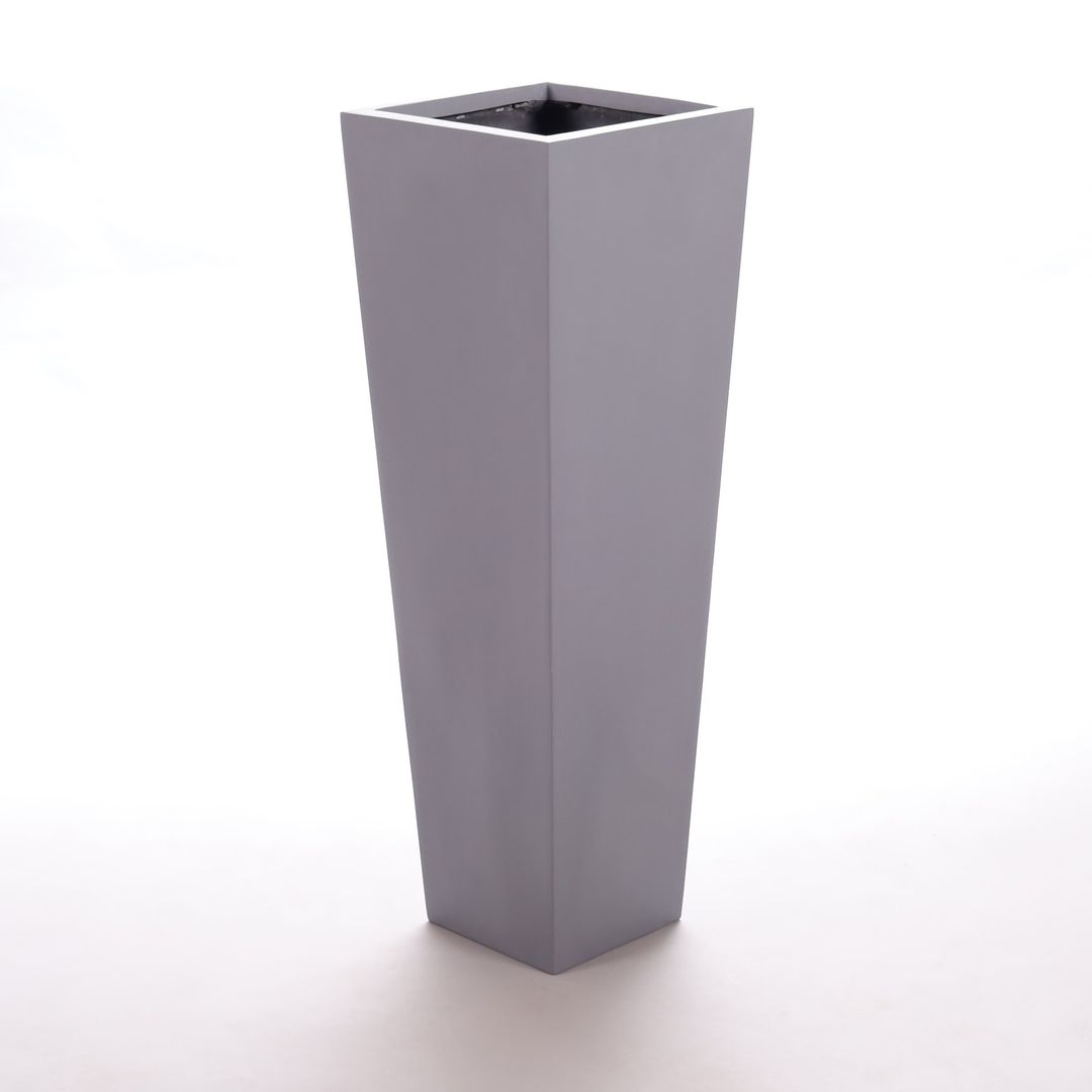 Elegant Einrichten | Pflanzkübel | Fiberglas | säule | konisch | 38x38x100cm | grau.