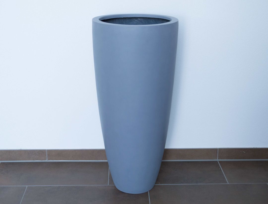 Elegant Einrichten | Pflanzkübel | Fiberglas | rund konisch | D30xH60cm | grau