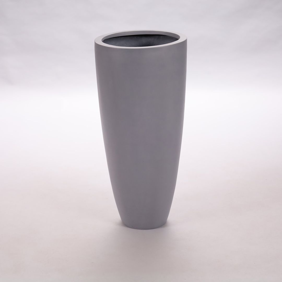 Elegant Einrichten | Pflanzkübel | Fiberglas | rund konisch | D30xH60cm | grau